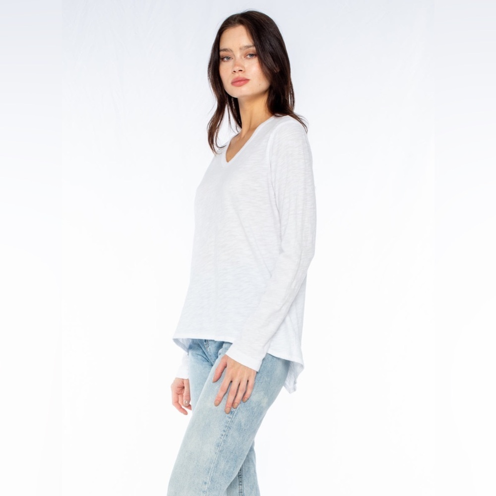 Wilt White Long Sleeve V Neck Top Size Large - Picture 2 of 8
